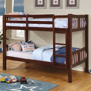 Jelle Dark Walnut Twin over Twin Bunk Bed with Attached Ladder
