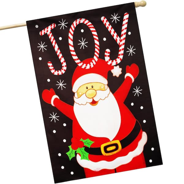 28 in. x 40 in. Polyester Joyful Santa Flag 2-Sided Printed