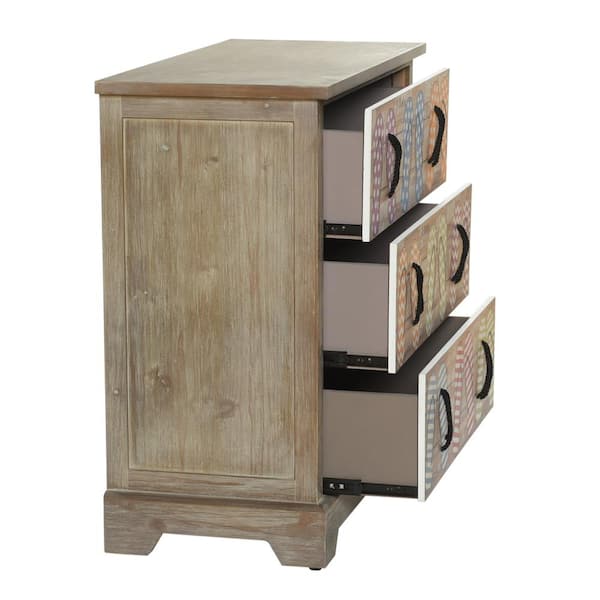 Drawer ファンシーツィードバックジップブラウス36 StyleCraft 3-Drawer Gray Driftwood, Painted Flipflop Print