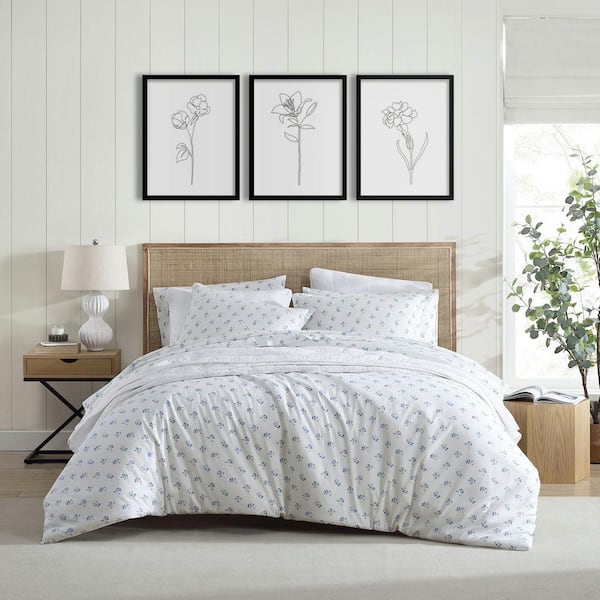 Sketchy Ditsy 3-Piece Green Cotton King Duvet Cover Set
