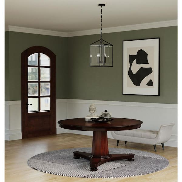 Hillcrest 4-Light 13 in. Matte Black Modern Farmhouse Foyer Light for Halls