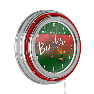 Milwaukee Bucks Red Hardwood Classics Lighted Analog Neon Clock