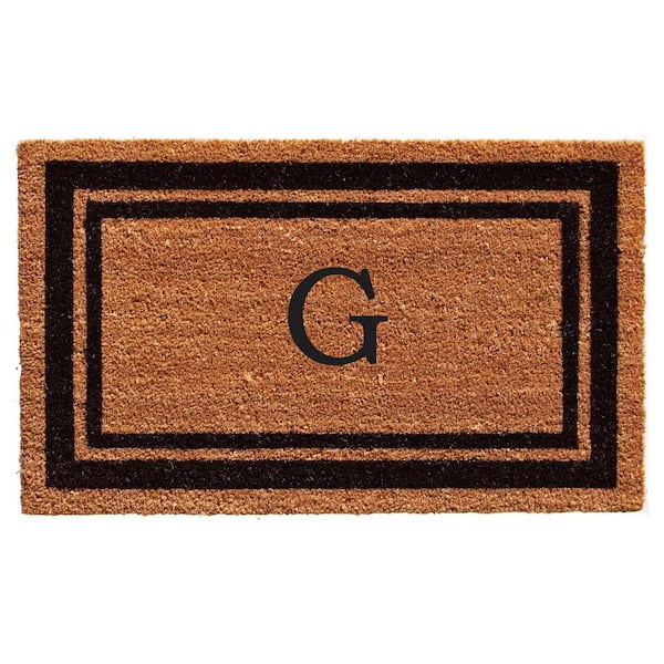 Black Border Monogram Door Mat 18 in. x 30 in. (Letter G)