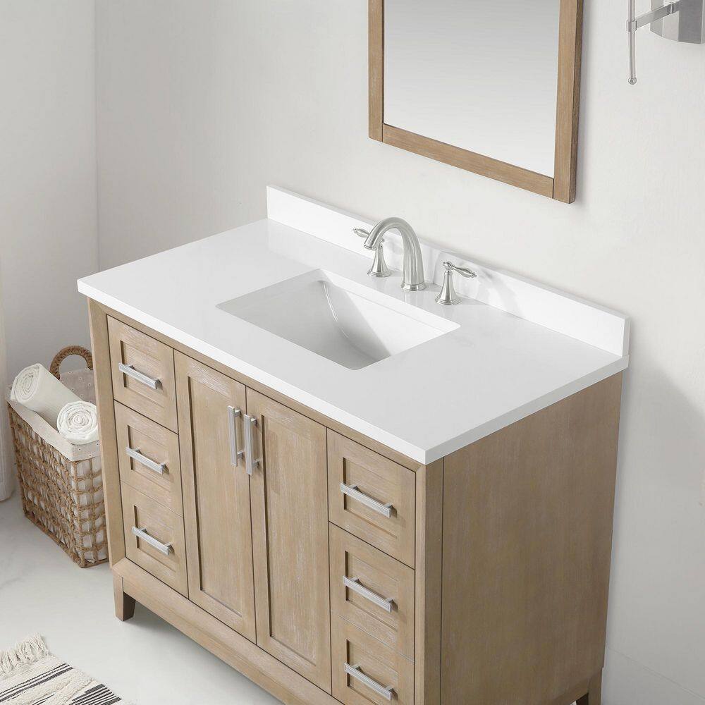 Antique Oak 42" Freestanding Bathroom Vanity with Marble Top