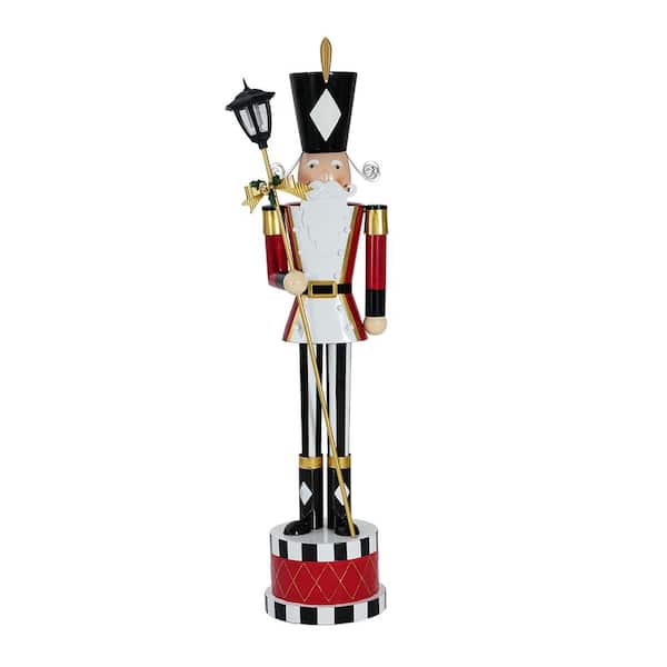 Garden Decor Classic Iron Nutcracker for Holiday Decor-Red