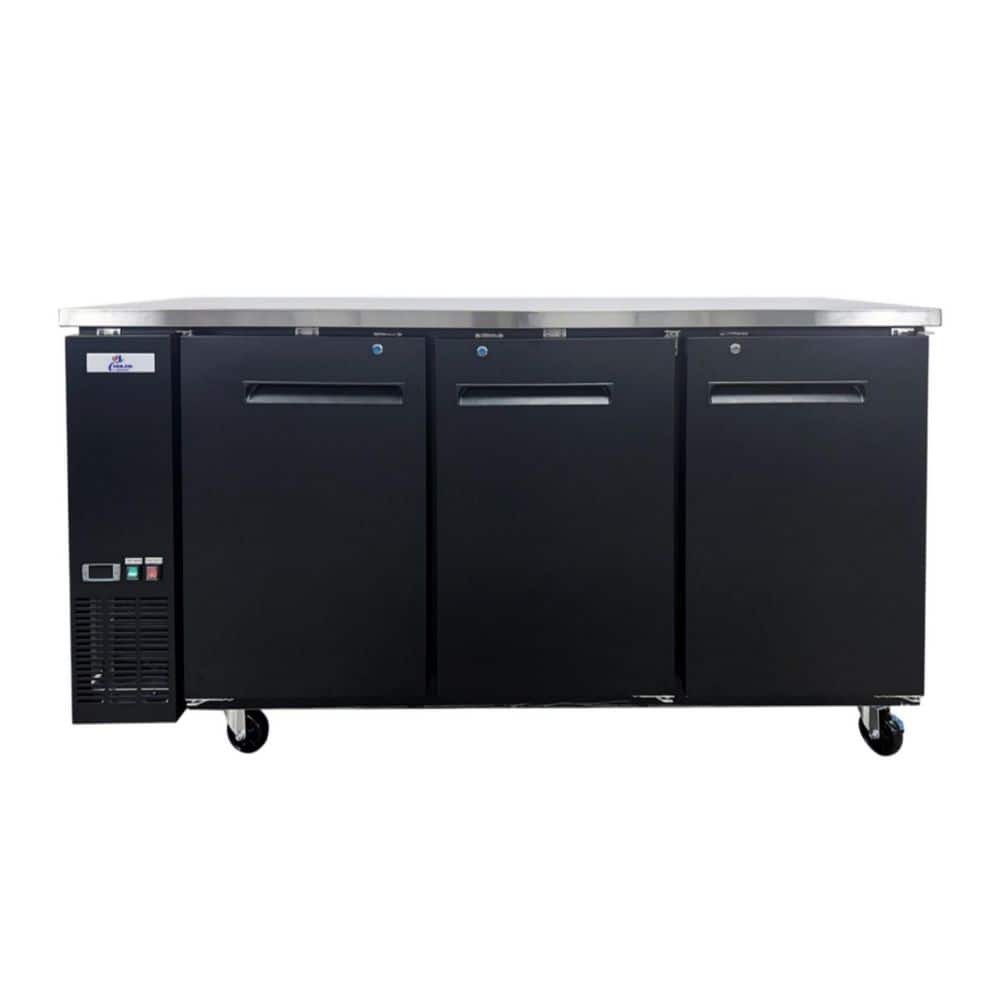 72 in. W 19.2 cu. ft. Commercial Back Bar Cooler with Side Compressor and LED Lighting in Black
