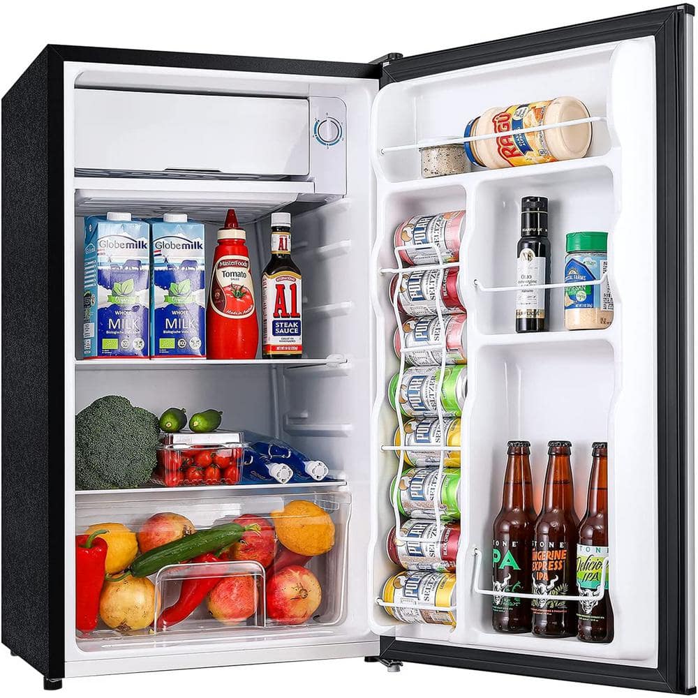 18.7 in. 3.2 cu.ft. Mini Refrigerator in Silver with Freezer, Reversible Door and 5-level Thermostatic Control