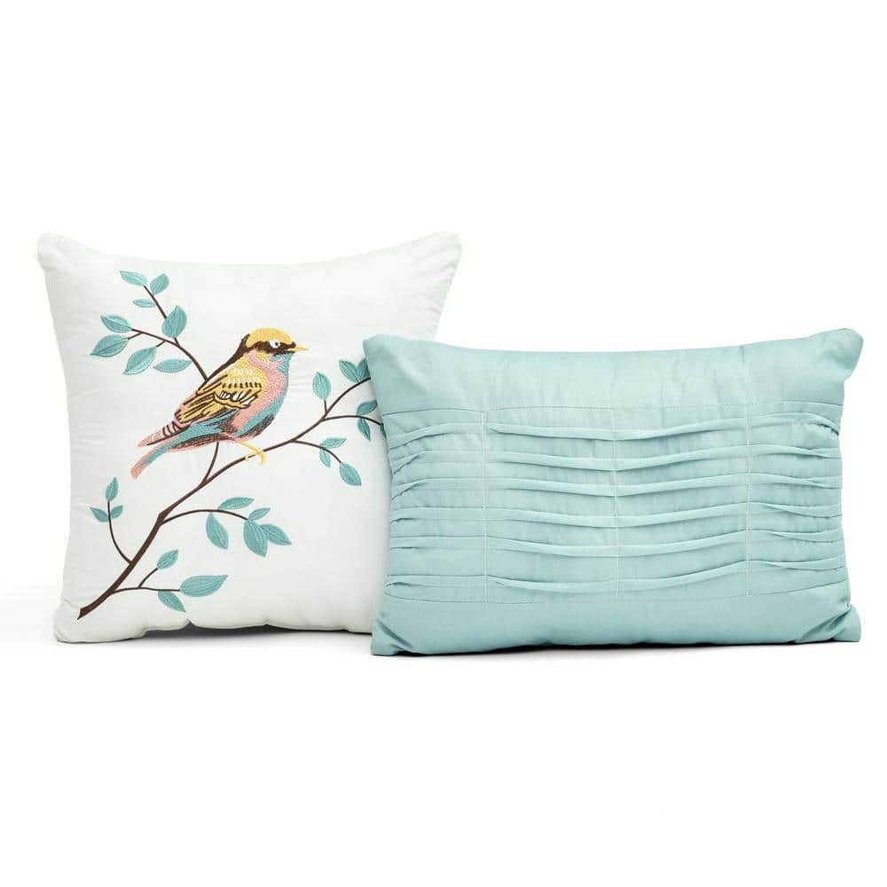 Full Blue Floral Microfiber Reversible Comforter Set