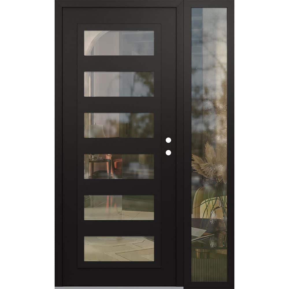C9 48 in. x 80 in. Black P Left-Hand/Inswing Clear Glass Black/Black Sidelite Steel Prehung Front Door price history on PriceWatchPro