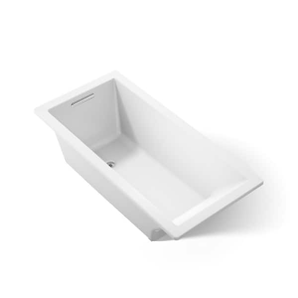 Underscore 66 in. x 32 in. Rectangular Soaking Bathtub with Center Drain in White