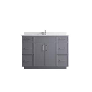 VSC 48 in. W x 22 in. D x 35 in. H Sink Freestanding Bath Vanity in Gray with White Cultured Marble Top