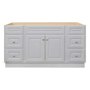 Hampton 60 in. W x 21 in. D x 33.5 in. H Bath Vanity Cabinet without Top in Dove Gray