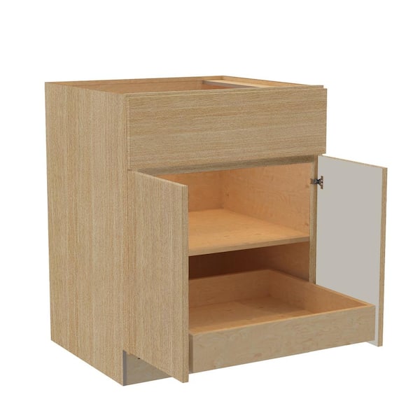 Home Decorators Collection Hargrove 27 in. W x 24 in. D x 34.5 in. H Assembled Plywood Base Kitchen Cabinet in Vanguard Oak with Soft Close