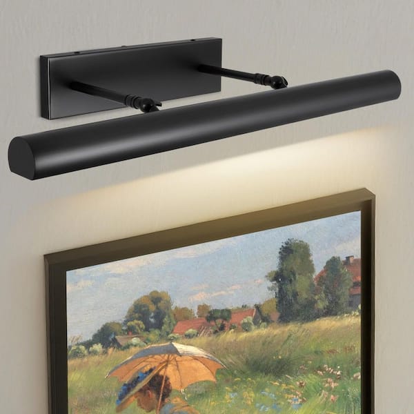 24 in. Dimmable Black Wall Mount Picture Light Adjust Up and Down Modern LED Wall Light Display Artwork Photos Wall Art