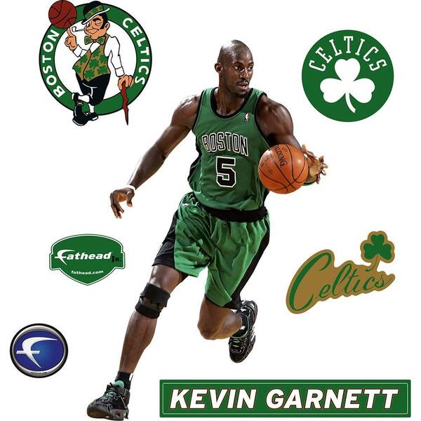 Fathead 21 in. x 32 in. Kevin Garnett Boston Celtics Logo Wall Decal