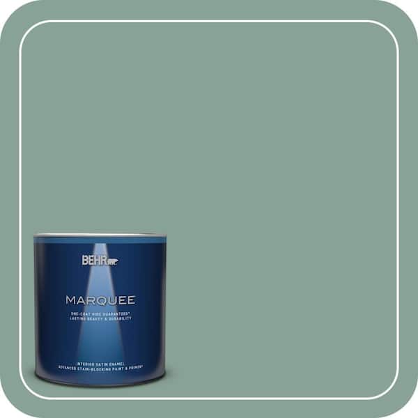 BEHR MARQUEE 1 qt. #T16-12 Modern Mint Satin Enamel Interior Paint & Primer