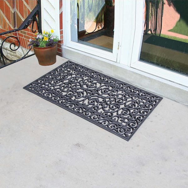 Counterart Indoor and Outdoor Floor Mat & Doormat, 17.75 in x 29.5 in, Black