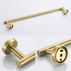 3-Piece Stainless Steel Bath Hardware Set with Towel Hook and Toilet Paper Holder and Towel Bar, in Gold