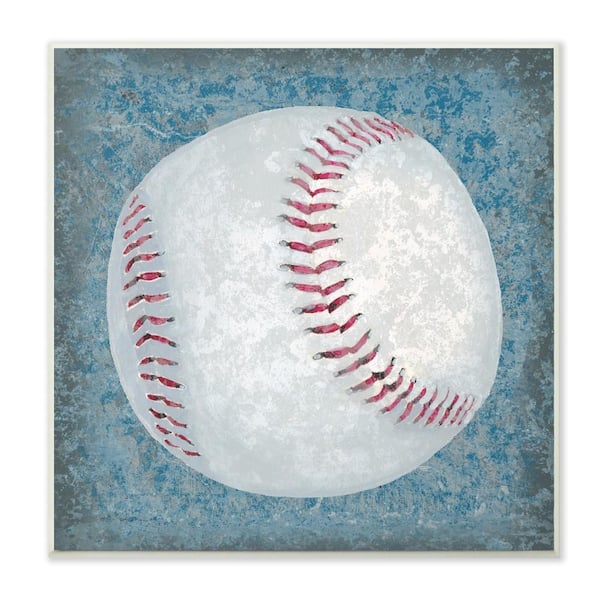 12 in. x 12 in." Grunge Sports Equipment Baseball" by Studio W Printed Wood Wall Art