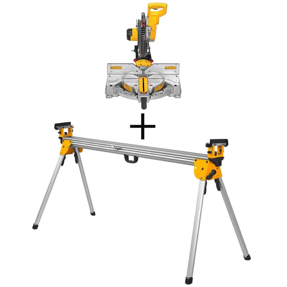 DEWALT 12 in. 15 Amp Compound Double Bevel Miter Saw and Heavy-Duty Miter Saw Stand DWS716W723 - The Home Depot