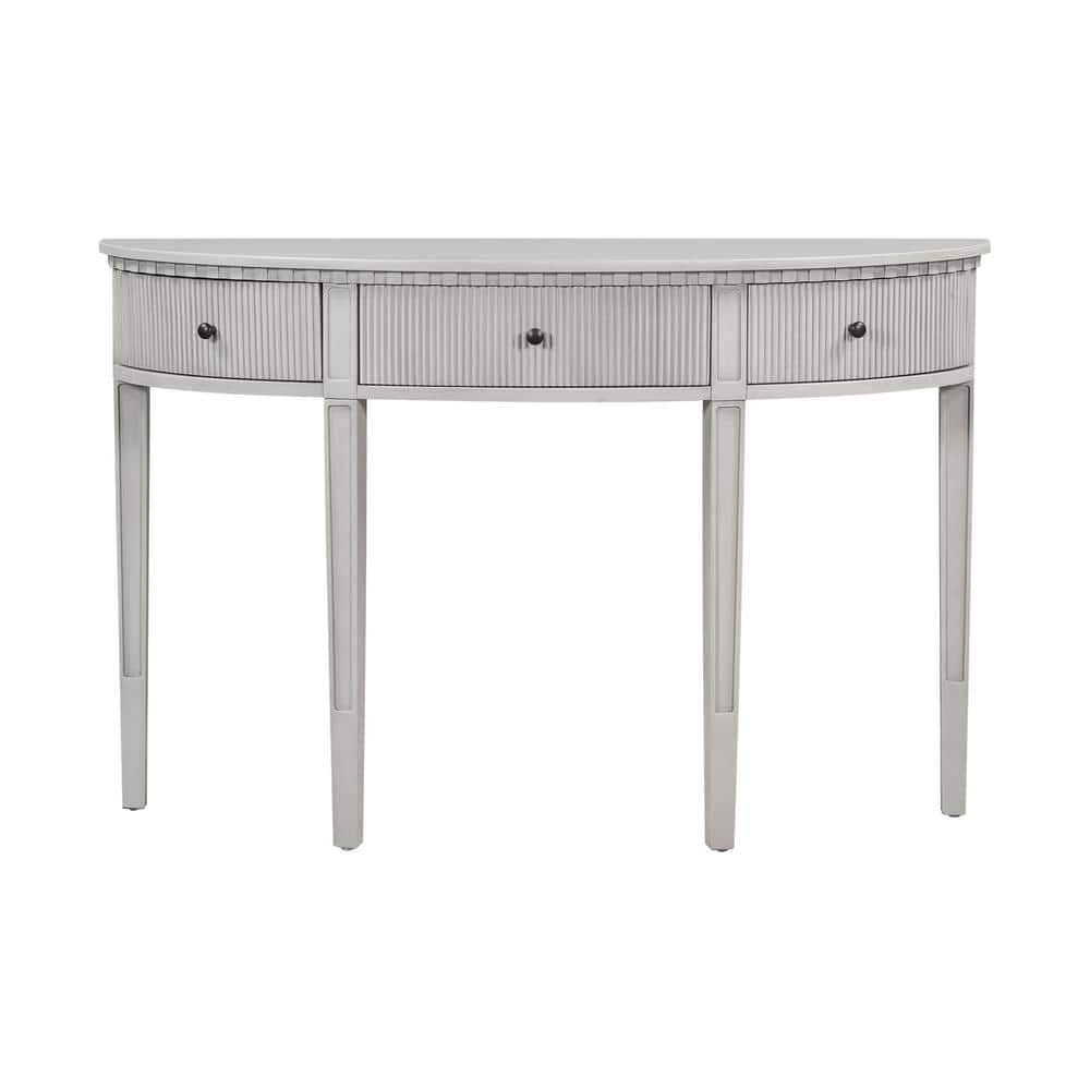 51.1 in. W x 13.7 in. D x 33.4 in. H White Linen Cabinet with Vertical Stri
