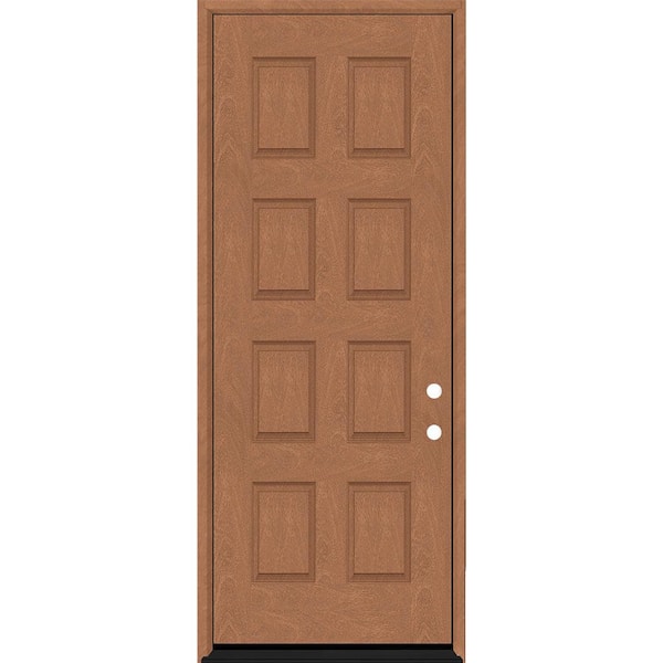 Steves & Sons Regency 36 in. x 96 in. 8-Panel LHIS Autumn Wheat Stain Mahogany Fiberglass Prehung Front Door