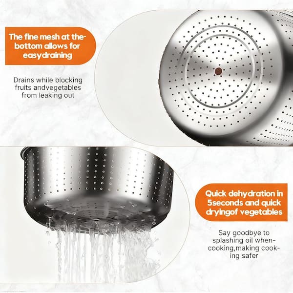 6L Salade Spinner Roestvrij Staal Grote Groente Wasmachine Met PP Deksel Voor Fruit Washer Pasta Friet Spinner Salade Droger