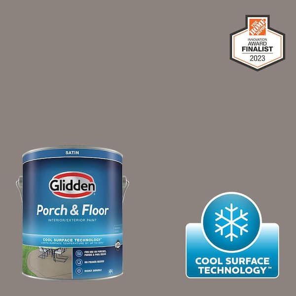 Glidden Porch and Floor 1 gal. PPG1005-5 Elephant Gray Satin Interior/Exterior Porch and Floor Paint with Cool Surface Technology