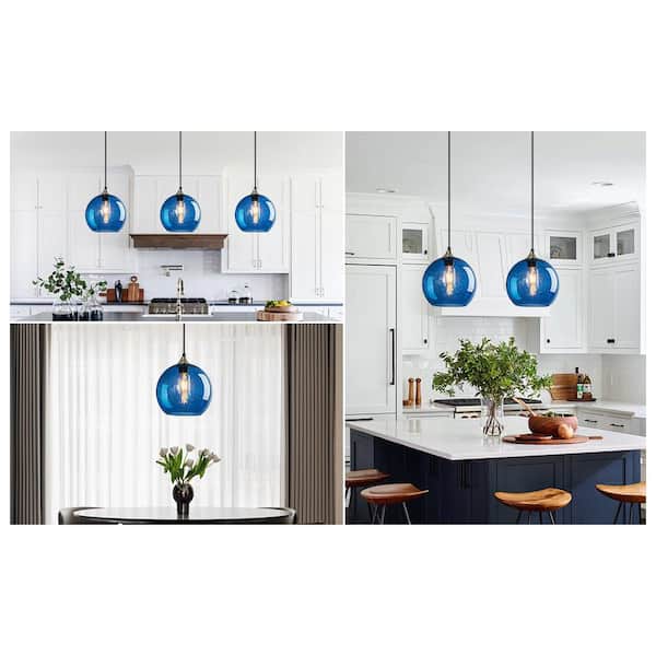 ZHLWIN Home Lighting ‎60-Watts 1 Light 7.87 in. Blue Glass Pendant