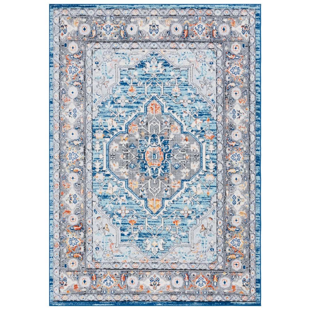 Tulum 9 ft. x 12 ft. Blue Gray/Rust Ornate Border Area Rug price history on PriceWatchPro