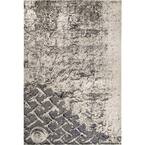 Colette Distressed Trellis Gray 3 ft. x 5 ft. Area Rug