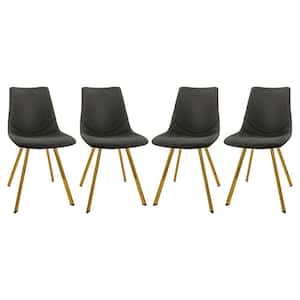 Markley Charcoal Black Faux Leather Dining Chair Set of 4