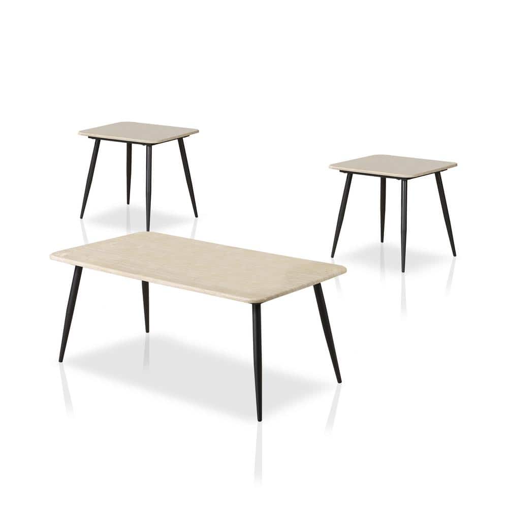 Furniture of America Danya 3-Piece 44 in. Natural Tone Large Rectangle Wood Coffee Table Set -  IDF-4365-3PK