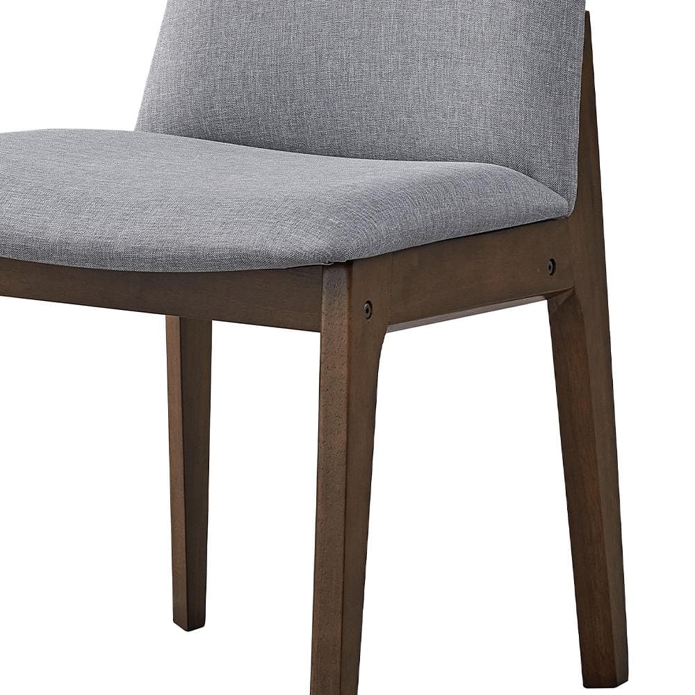 Gray Upholstered Side Chair with Walnut Wood Frame