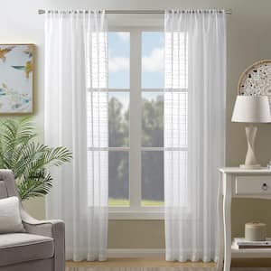 Sasha White Polyester 52 in. W x 84 in. L Rod Pocket Sheer Curtain (Single Panel)