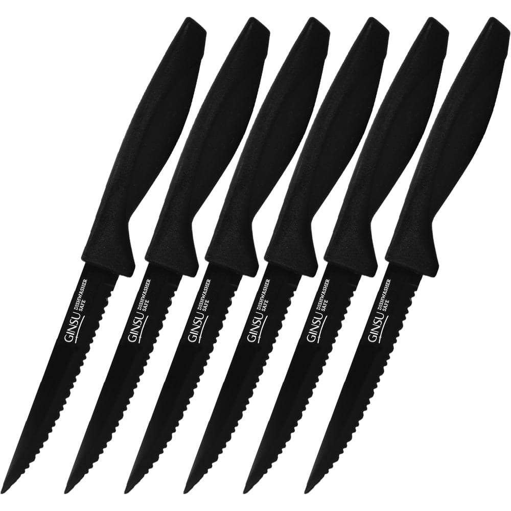 Ginsu Daku 10-Piece Black Knife Set with Black Wood Block - Dishwasher Safe  and Always Sharp