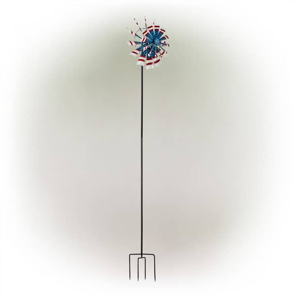 Alpine Corporation 75 in. Tall Outdoor Patriotic Metal Dual