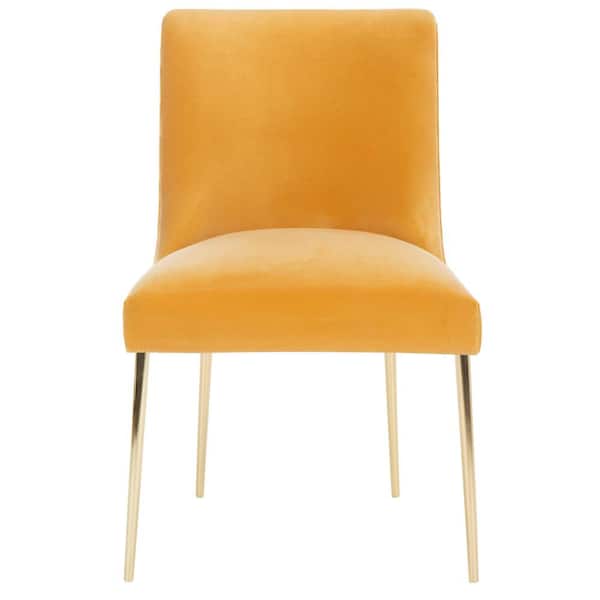SAFAVIEH Nolita Mustard/Brass 20 in. Metal Dining Chair