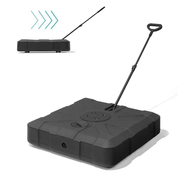 350 lbs. Heavy-Duty Patio Cantilever Umbrella Weighted Base in Black with 4-Wheels and Pull Rod for Garden