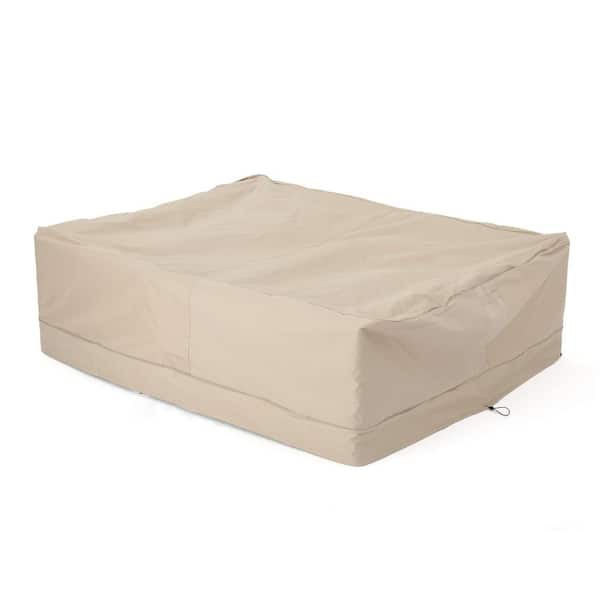 Unbranded 86 in. x 65 in. Outdoor Beige Large Rectangle Patio Set Cover, Waterproof Fabric Dining Set Cover for Patio Furniture