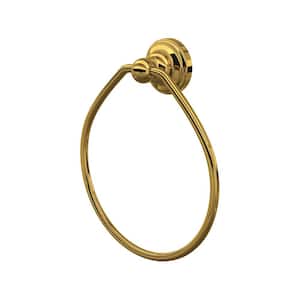 Edwardian Wall Mounted Towel Ring in Unlacquered Brass