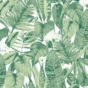 Tropical Jungle Green Vinyl Peel and Stick Wallpaper Sample