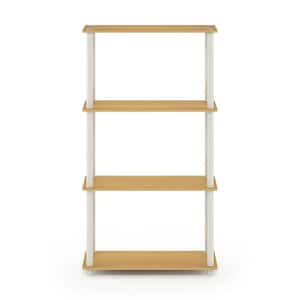 43.3 in. Blonde Maple/White Plastic 4-Shelf Etagere Bookcase with Open Back