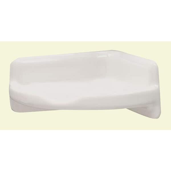 Lenape Small White Ceramic Corner Shower Shelf - 5 in. x 5 in. x 3.5 in.  170301 - The Home Depot