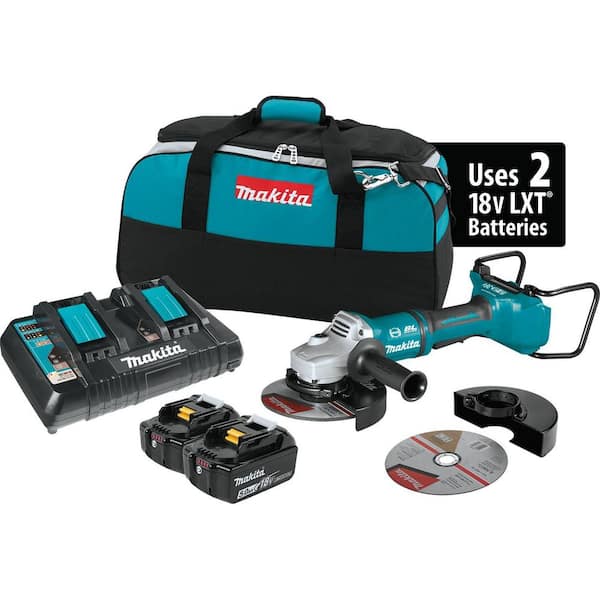 18V X2 LXT (36V) Brushless 7 in. Paddle Switch Cut-Off/Angle Grinder Kit 5.0Ah with bonus Hubbed Grinding Wheel, 10/pk