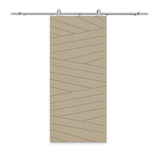 CALHOME 36 in. x 84 in. Unfinished Composite MDF Paneled Interior Sliding Barn Door with Hardware Kit