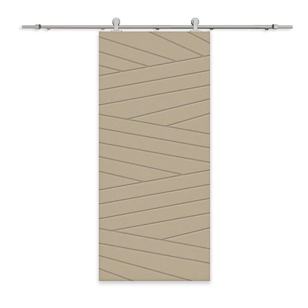 CALHOME 30 in. x 96 in. Unfinished Composite MDF Paneled Interior Sliding Barn Door with Hardware Kit