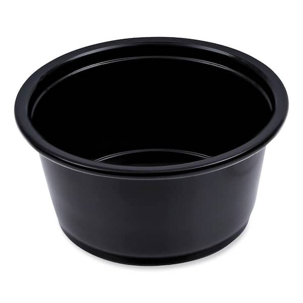 2 oz. Black Souffle/Portion Disposable Plastic Cups, Polypropylene, 20 Cups/Sleeve, 125 Sleeves/Carton