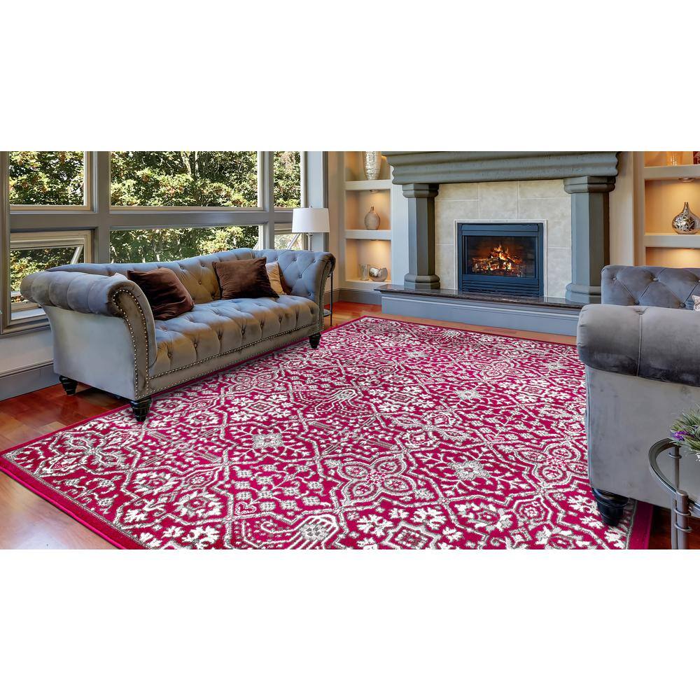 Athens Red and Gray Synthetic 8' x 10' Area Rug