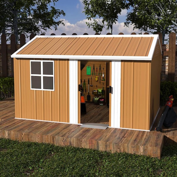 12 ft. W x 8 ft. D Heavy-Duty Metal Storage Shed with Windows and Lockable Door (96 sq. ft. )